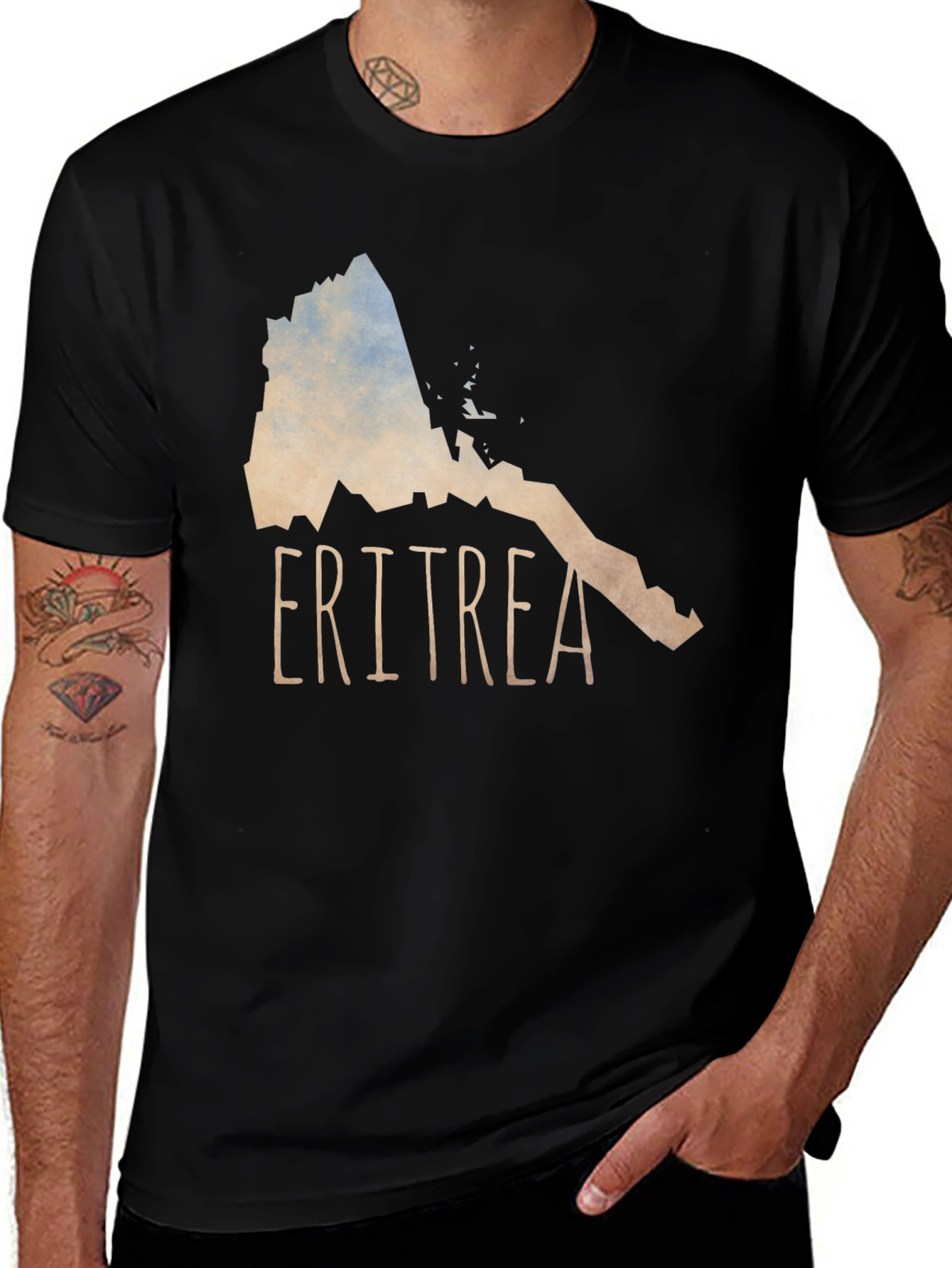 Eritrea Map T-Shirt - Black Cotton Tee