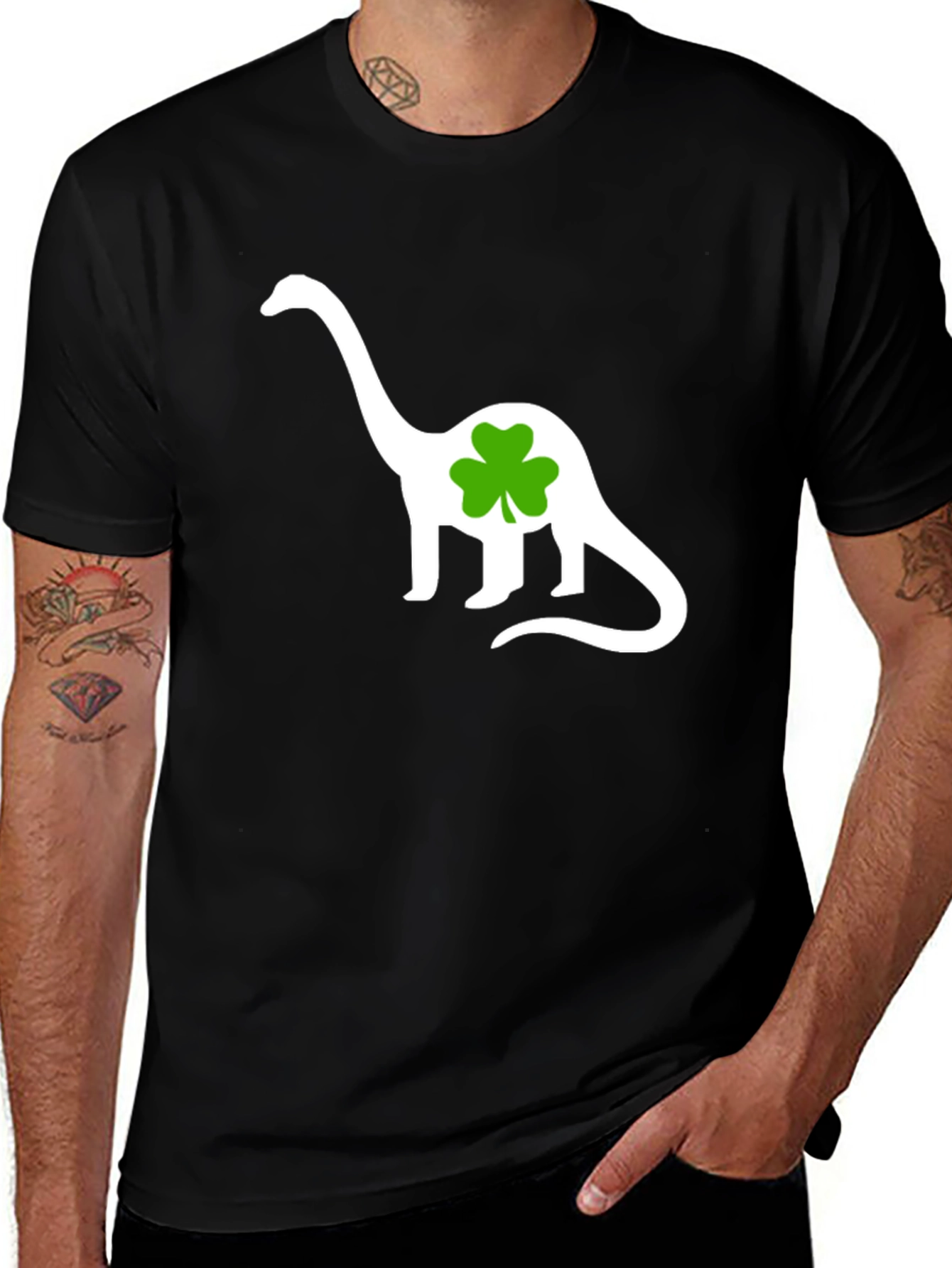 Variant 27 of Lucky Dino Black T-Shirt