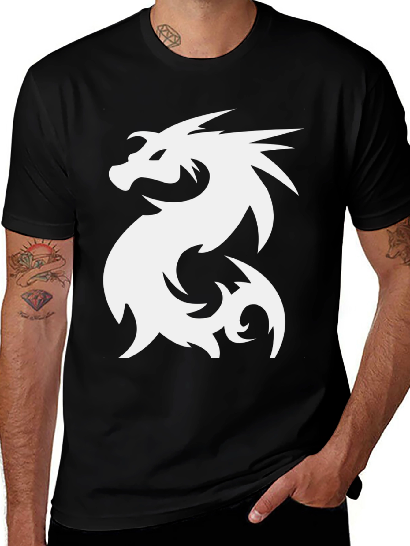 Variant 14 of Dragon Graphic Tee - Black Cotton T-Shirt
