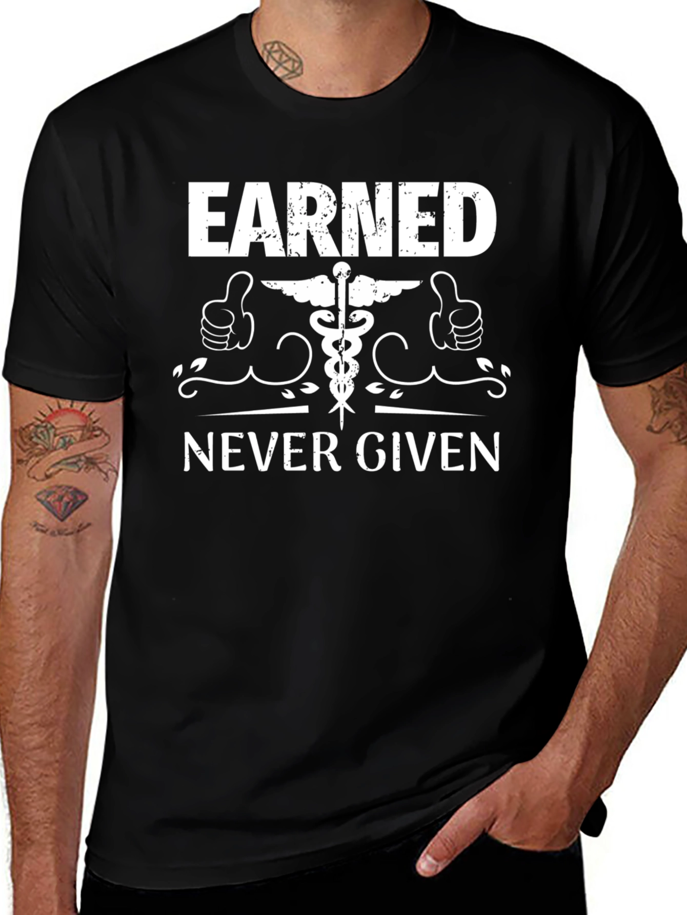 Variant 18 of Earned Never Given Graphic Tee - Black