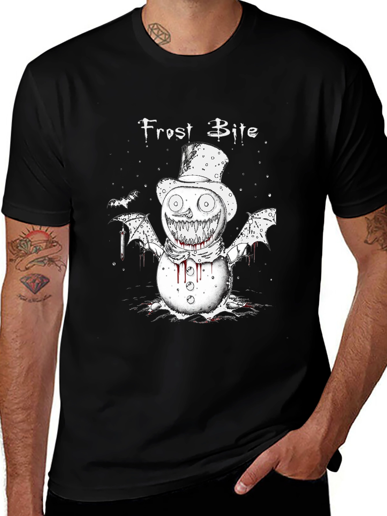 Variant 27 of Frost Bite Graphic Tee - Creepy Snowman T-Shirt