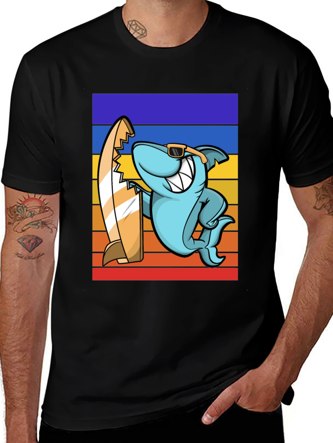 Variant 12 of Shark Surfer T-Shirt - Retro Style