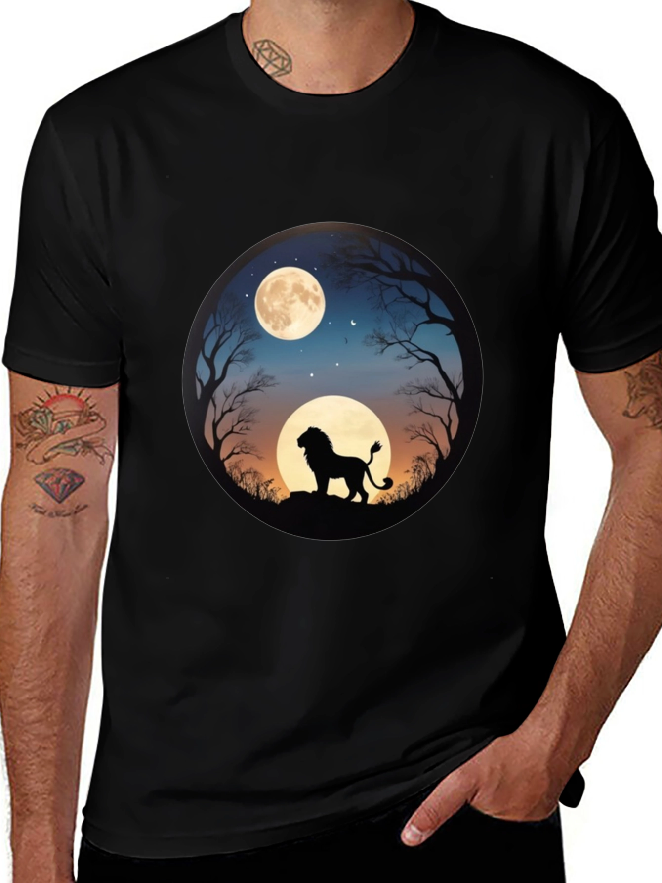 Variant 17 of Lion Silhouette T-Shirt - Moonlit Design