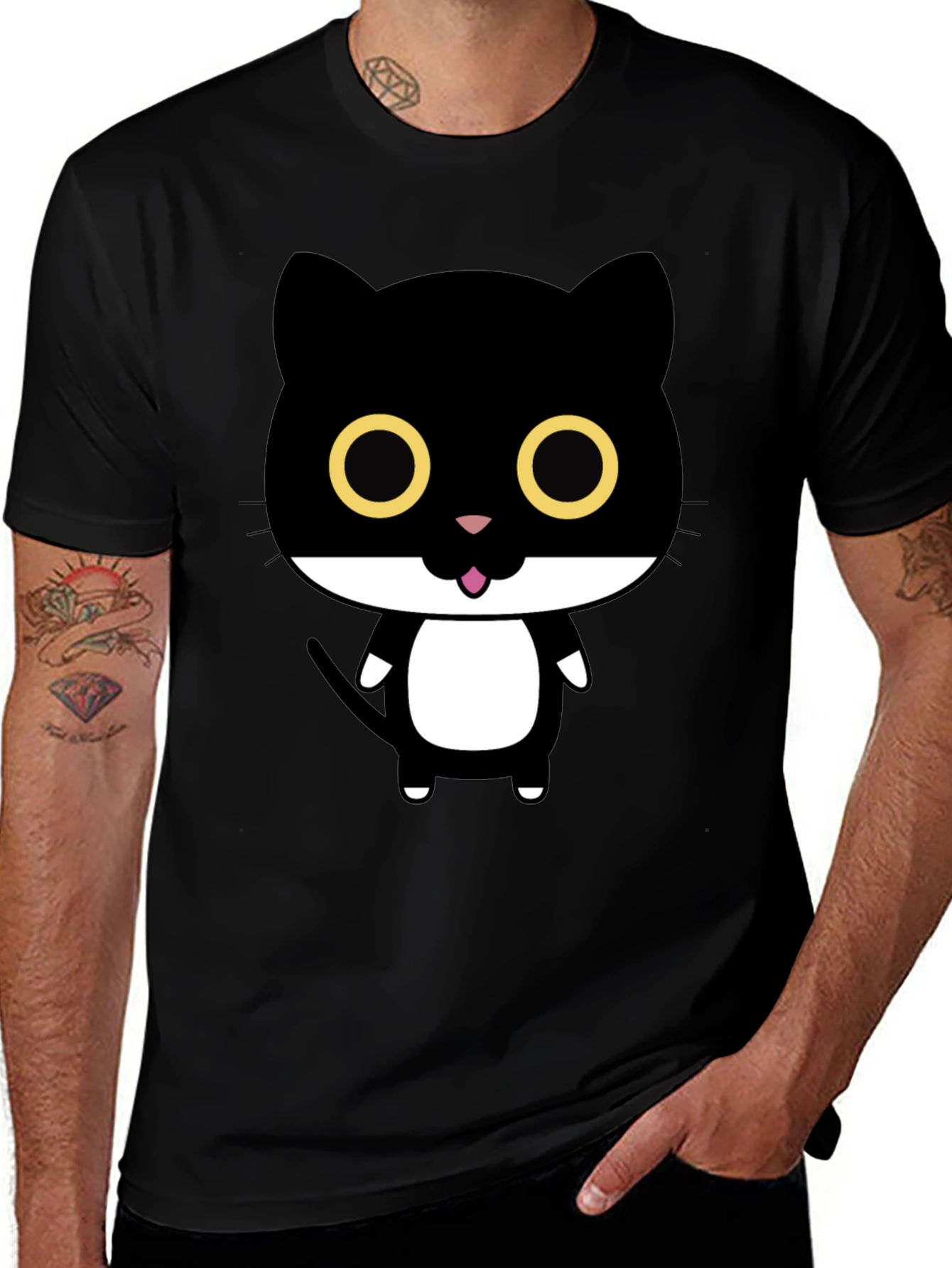 Variant 29 of Cute Cartoon Black Cat Graphic T-Shirt