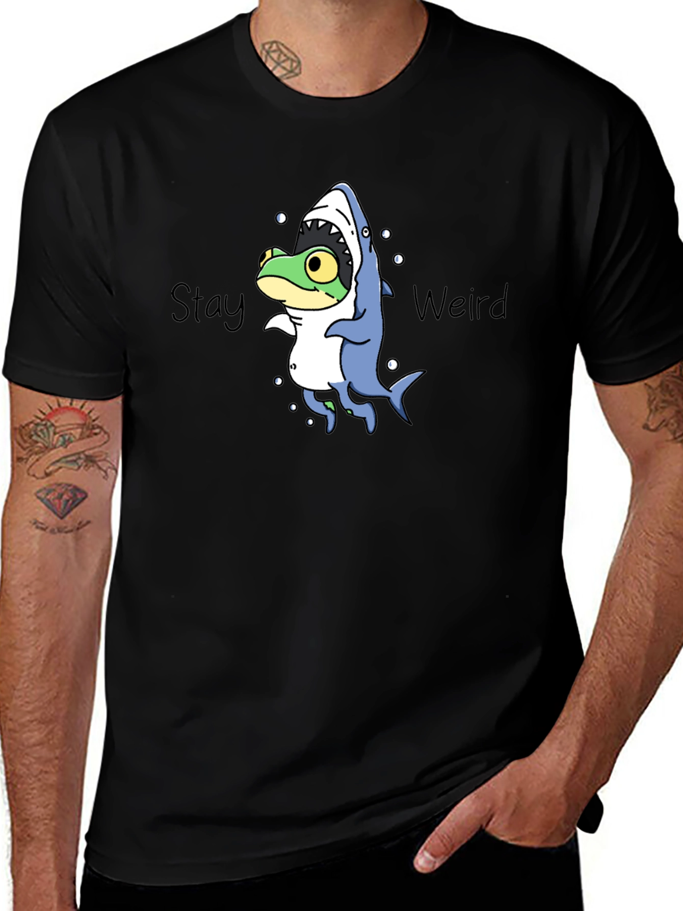 Variant 24 of Stay Weird Frog in Shark Costume T-Shirt