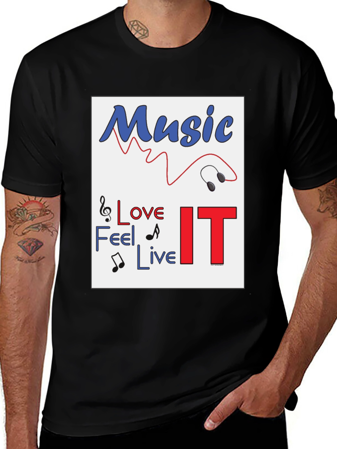 Variant 7 of Music Lover Tee - Feel, Love, Live IT!