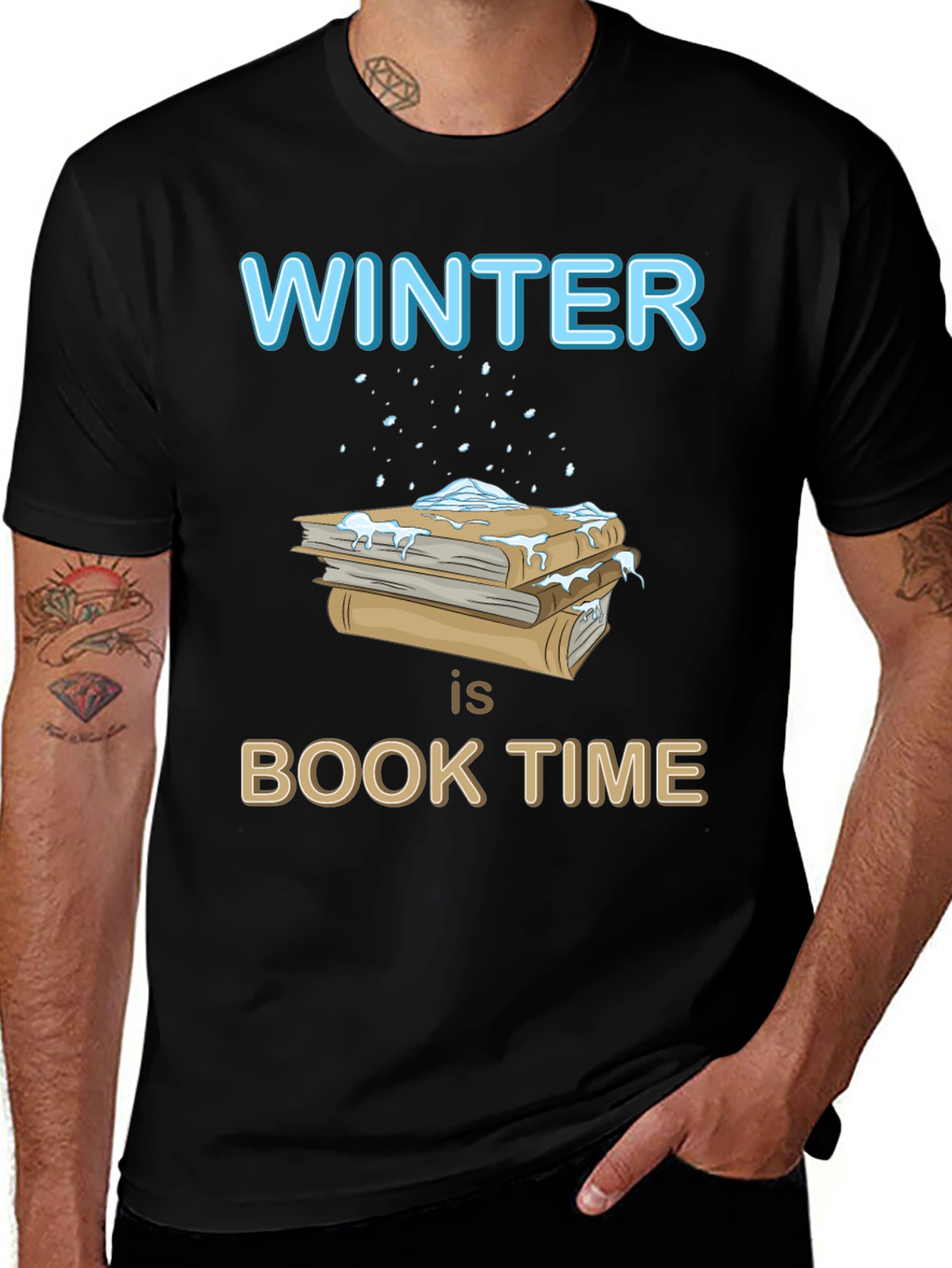 Variant 5 of Winter Book Time T-Shirt - Reading Season Apparel