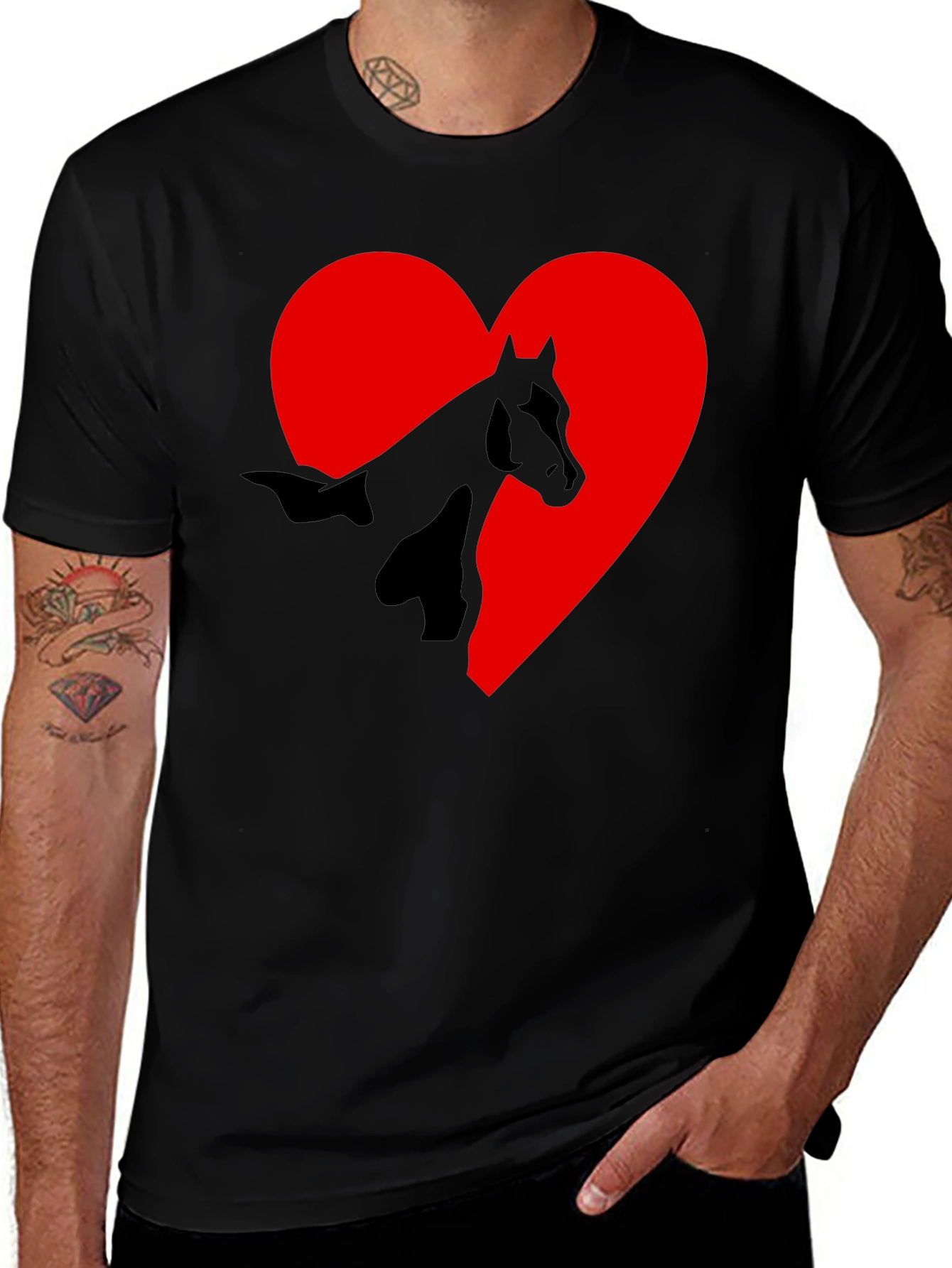 Variant 12 of Horse Heart Graphic T-Shirt - Black Tee