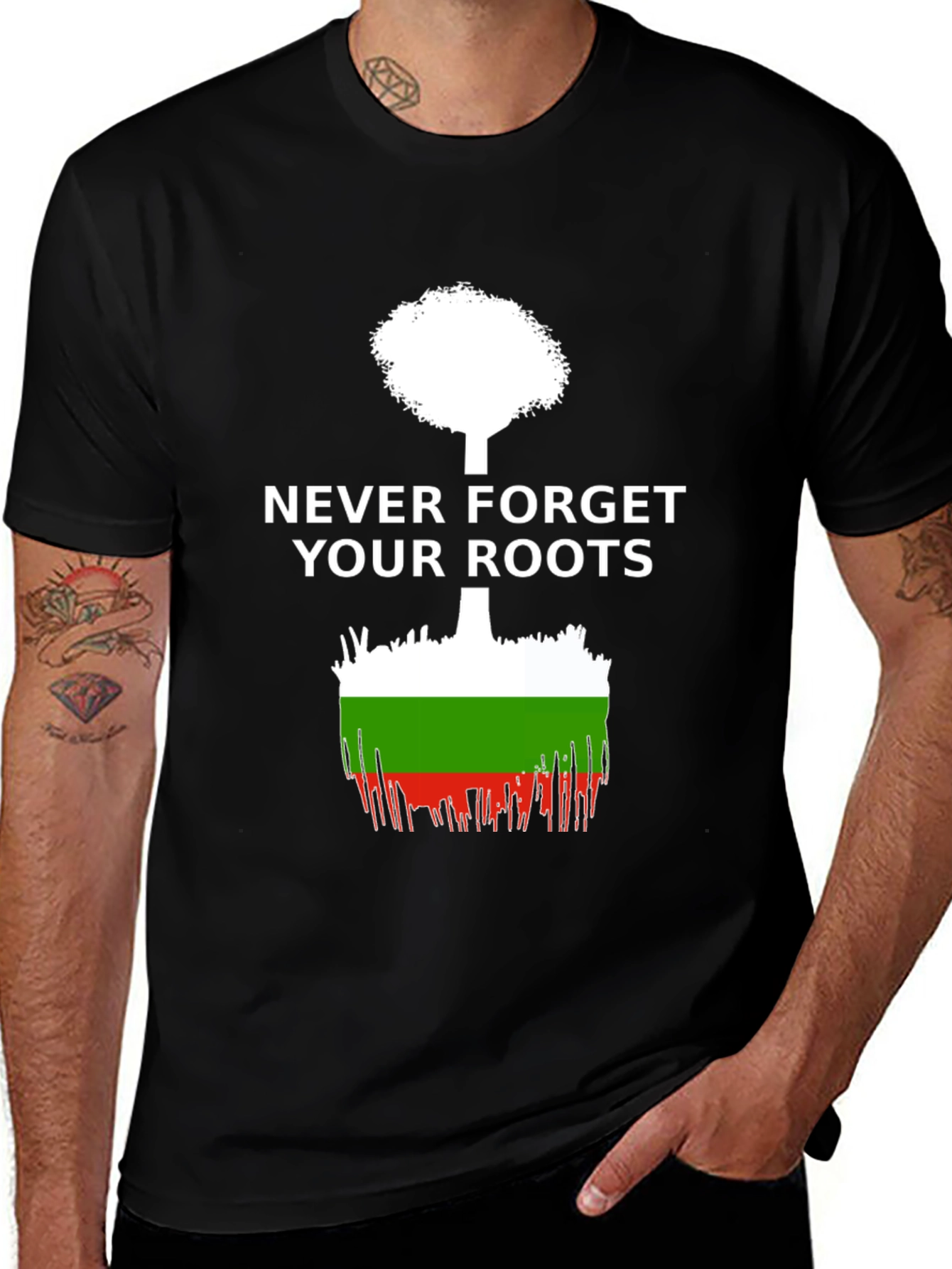 Never Forget Your Roots - Bulgaria Flag Tree T-Shirt