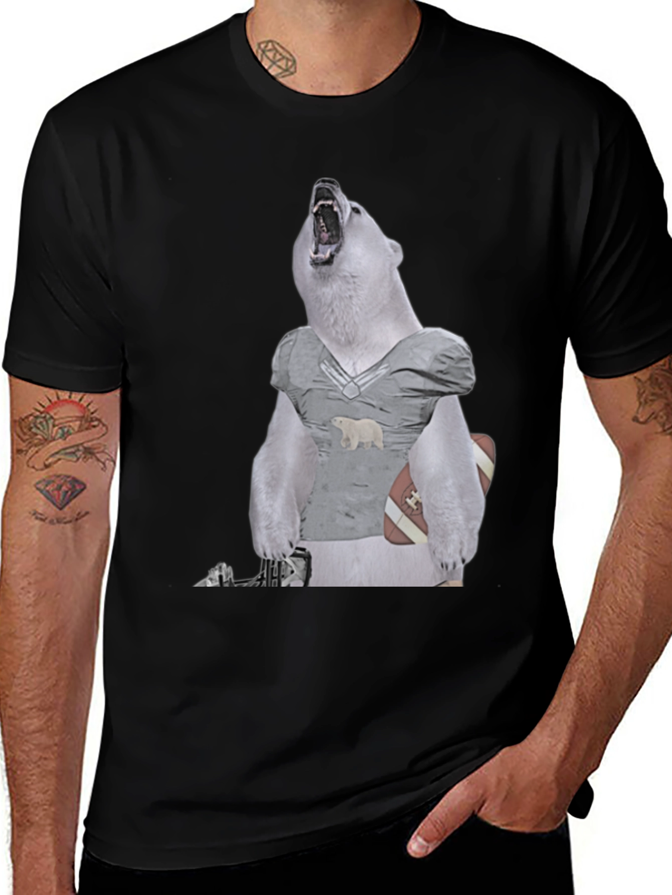Variant 9 of Polar Bear Football Player Graphic T-Shirt