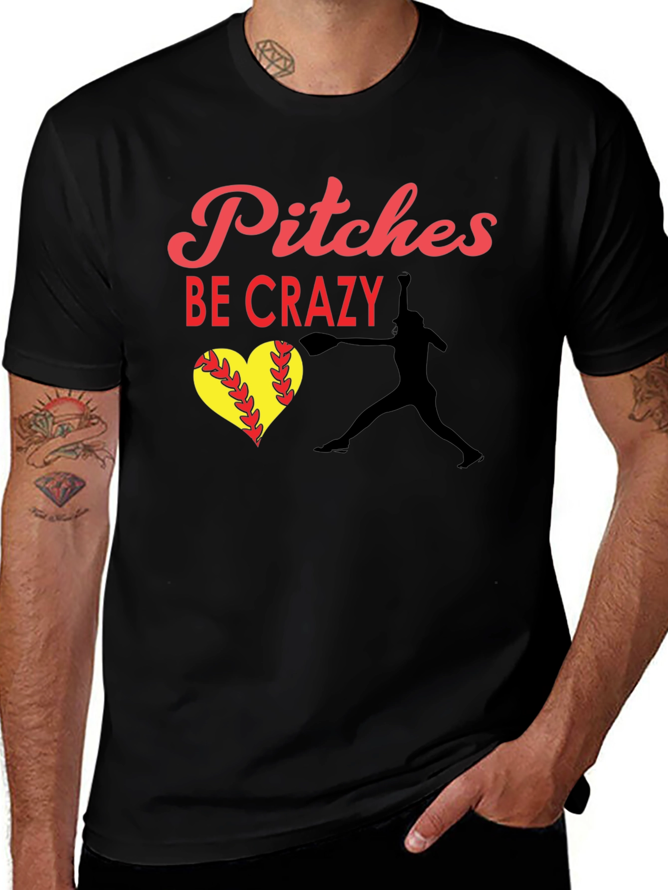 Pitches Be Crazy Softball Graphic Tee