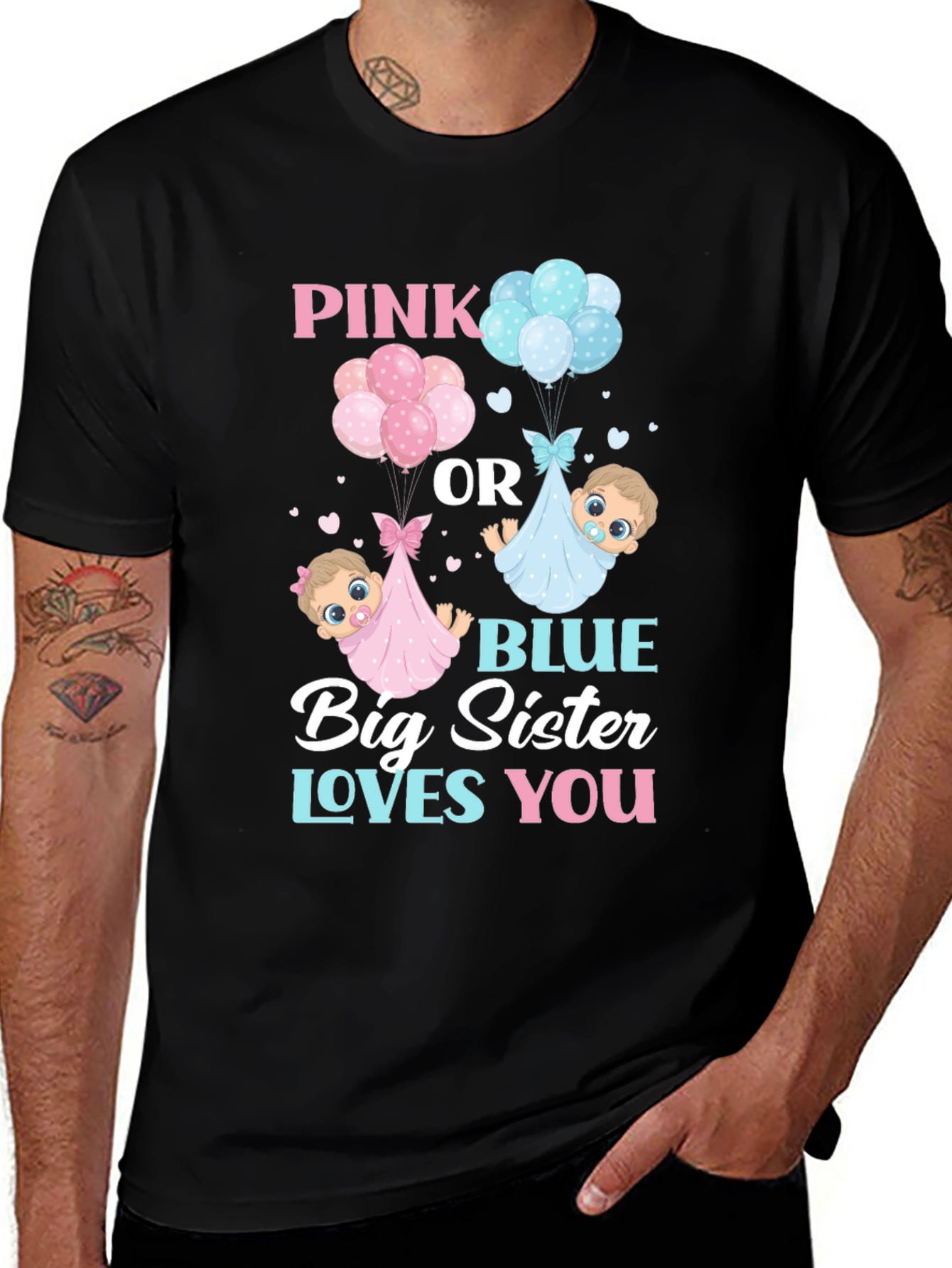 Variant 19 of Pink or Blue Big Sister Loves You T-Shirt
