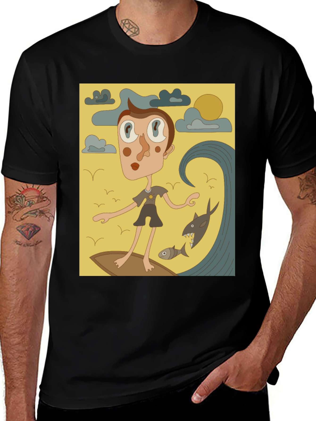Variant 17 of Surfing Cartoon Graphic T-Shirt