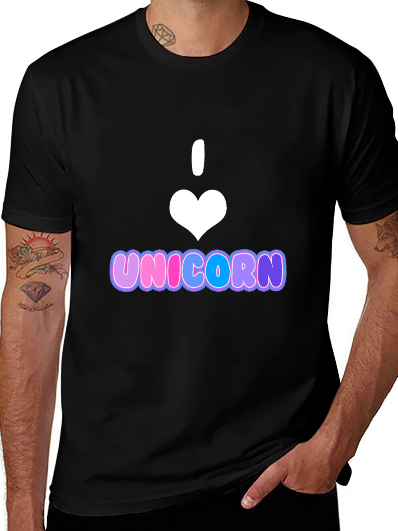 Variant 26 of I Heart Unicorn T-Shirt - Black Cotton Blend