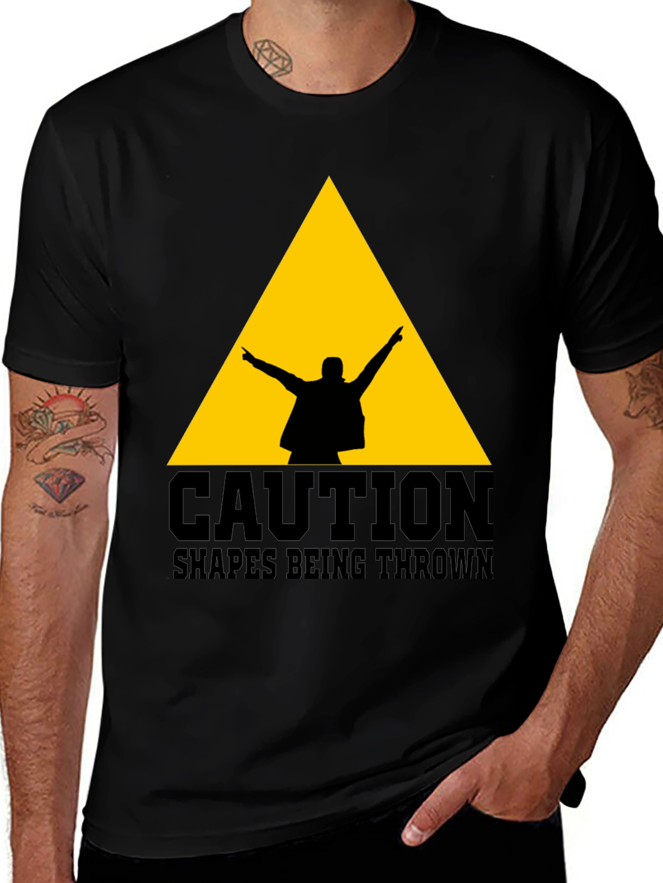 Variant 15 of Caution Shapes Being Thrown Graphic Tee