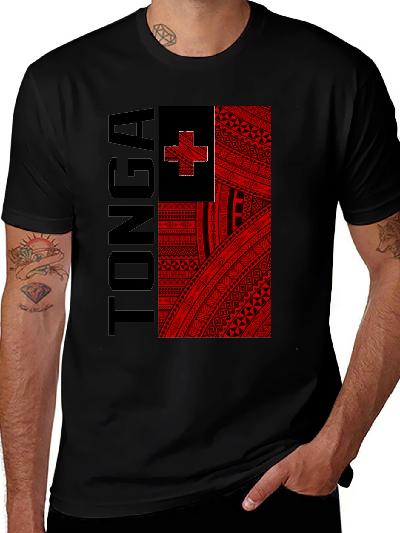 Tonga Flag Graphic Tee - Black