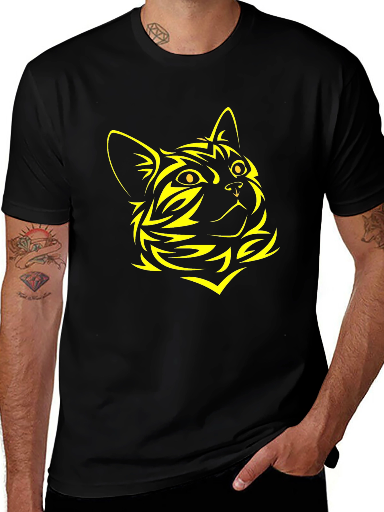 Variant 17 of Black Cat Graphic Tee - Stylish Animal Design