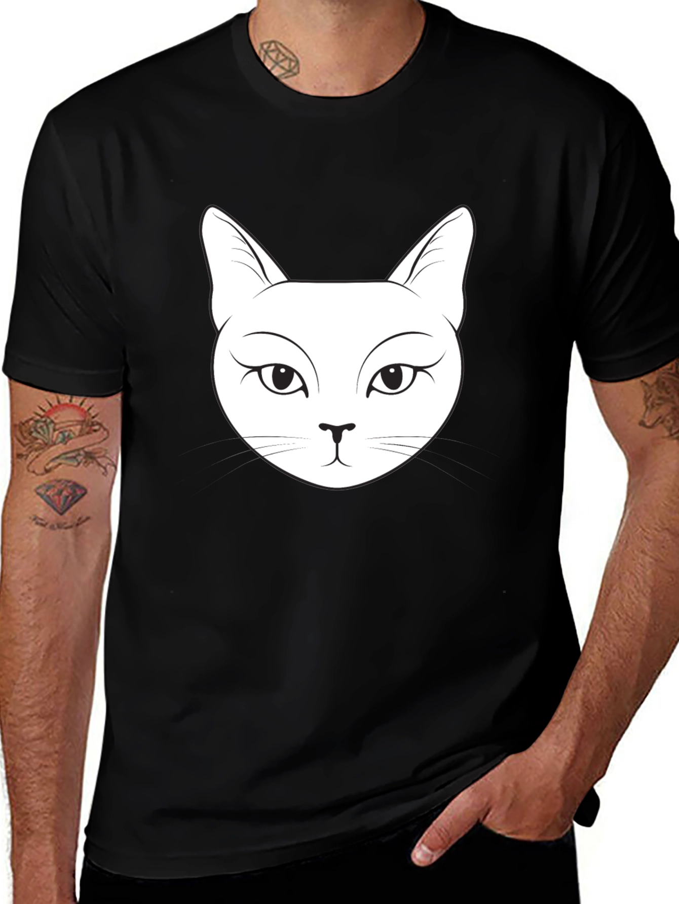 Variant 17 of Cool Cat Graphic Tee - Black Cotton Blend Shirt