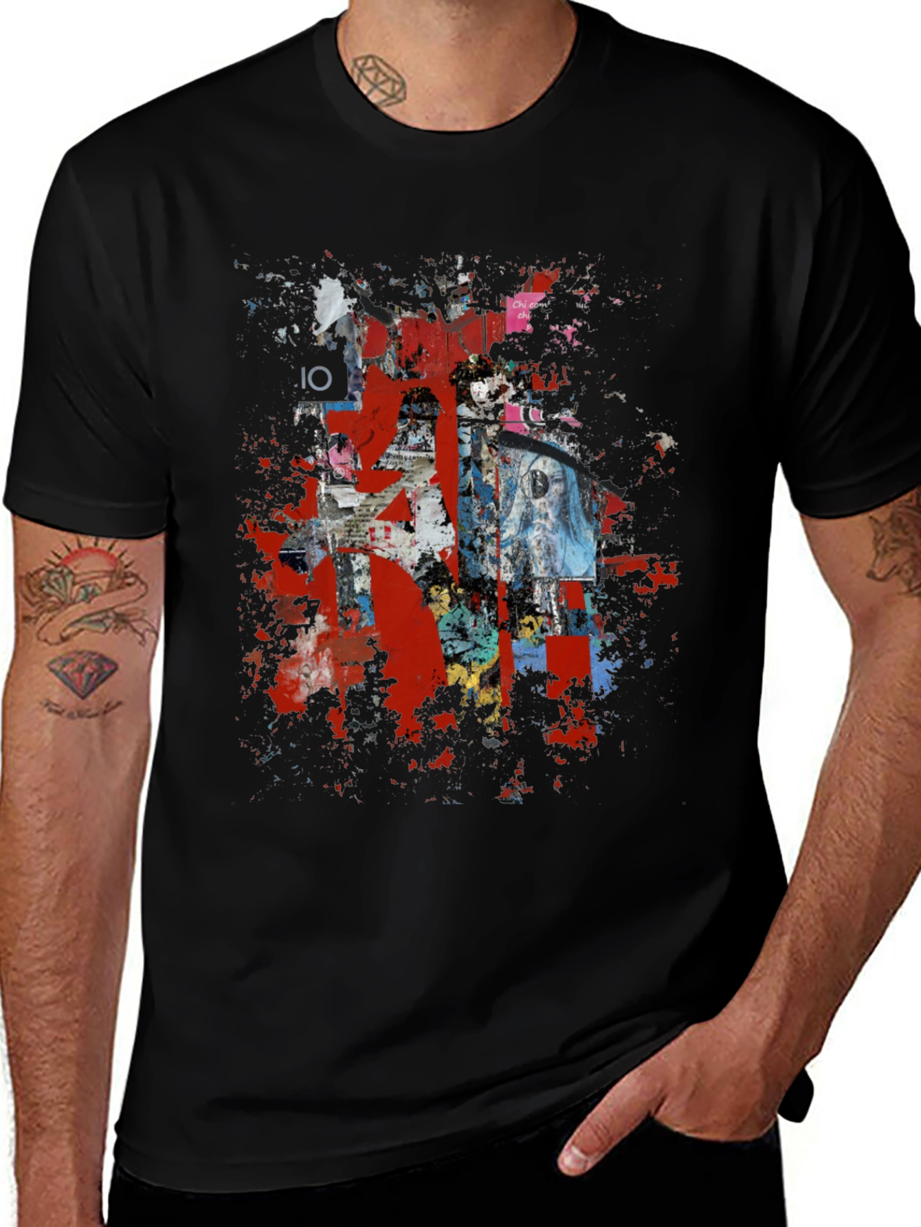 Variant 19 of Abstract Graphic Print Black T-Shirt
