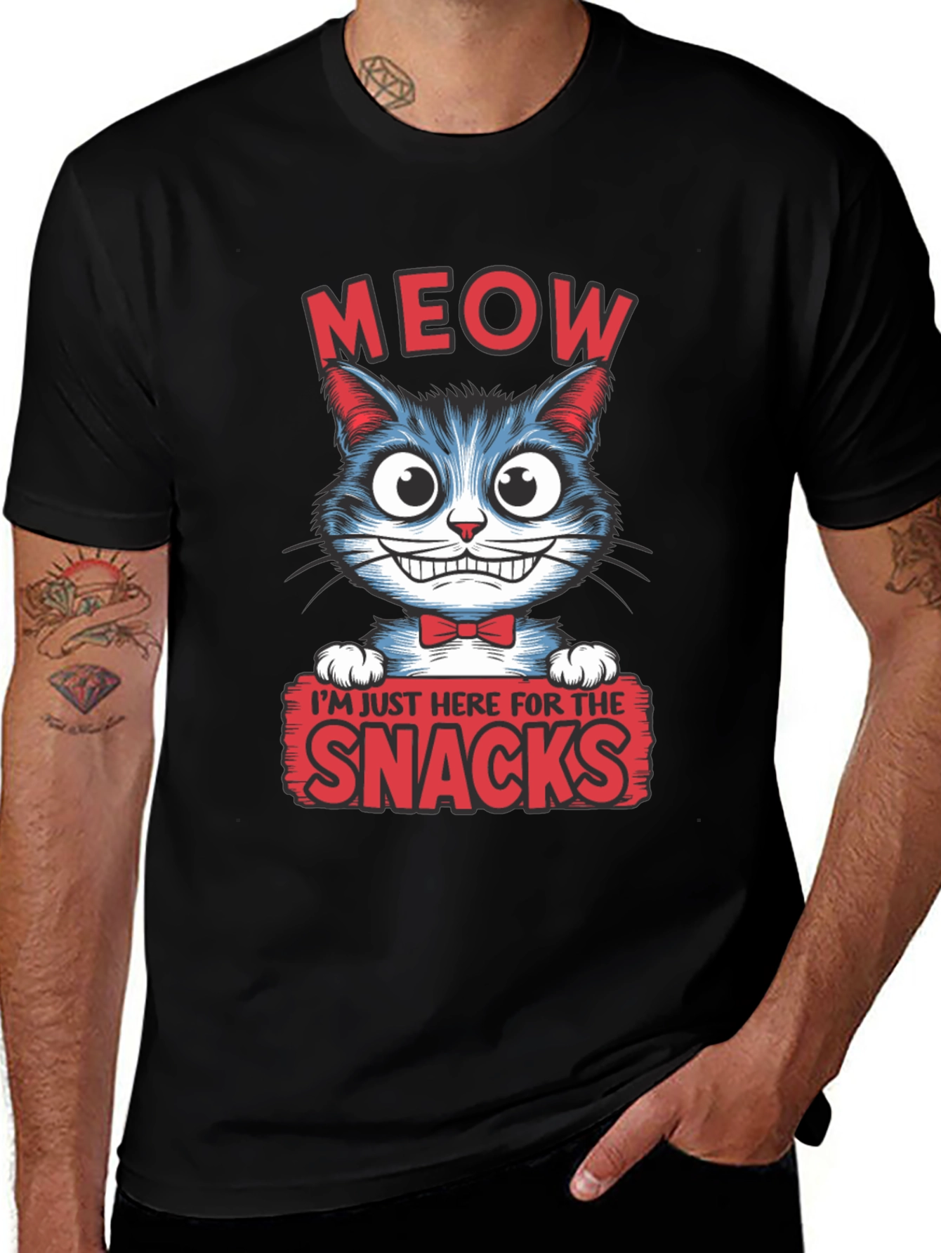 Variant 27 of Meow Snacks T-Shirt - Funny Cat Graphic Tee