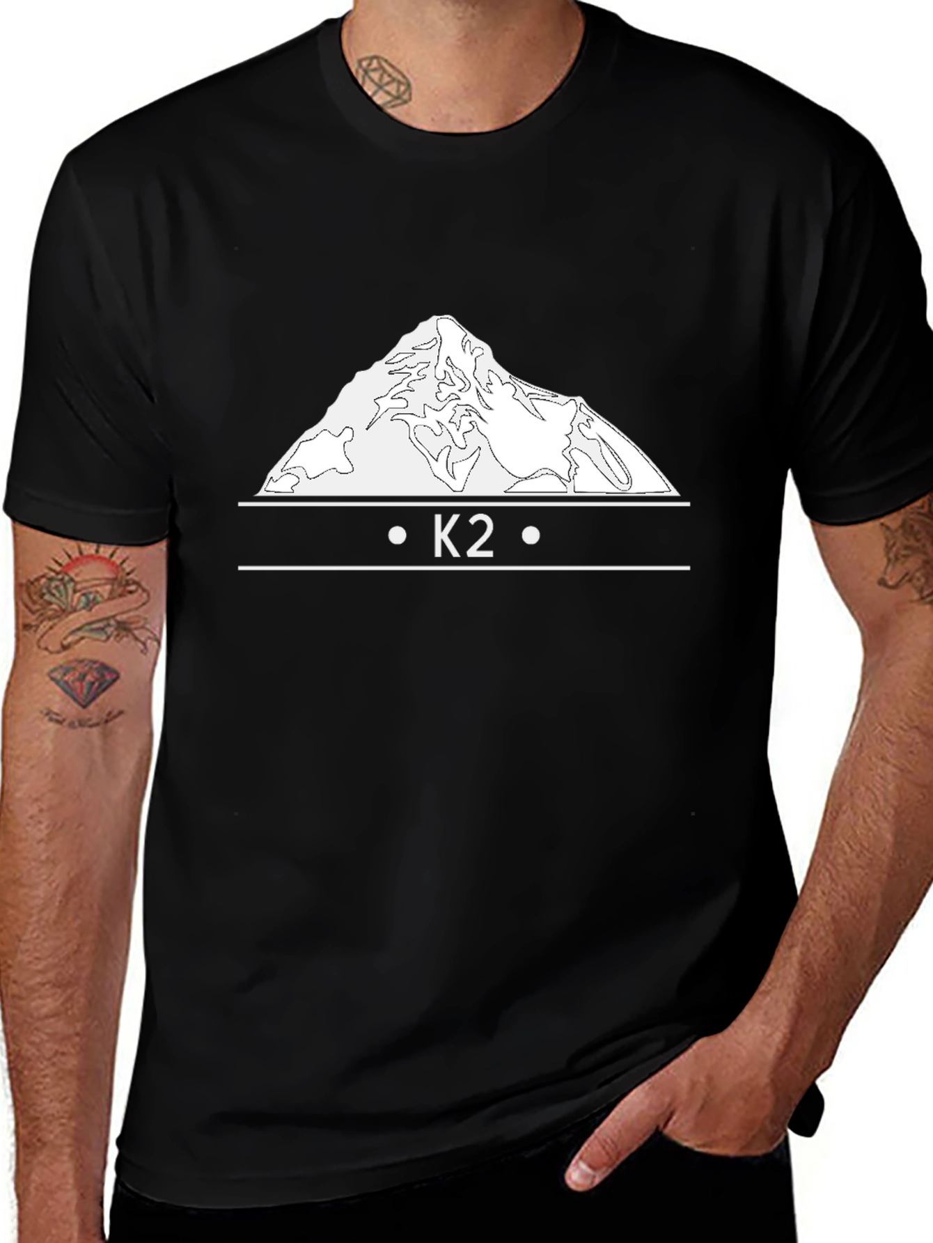 K2 Mountain Graphic Tee - Black Cotton T-Shirt