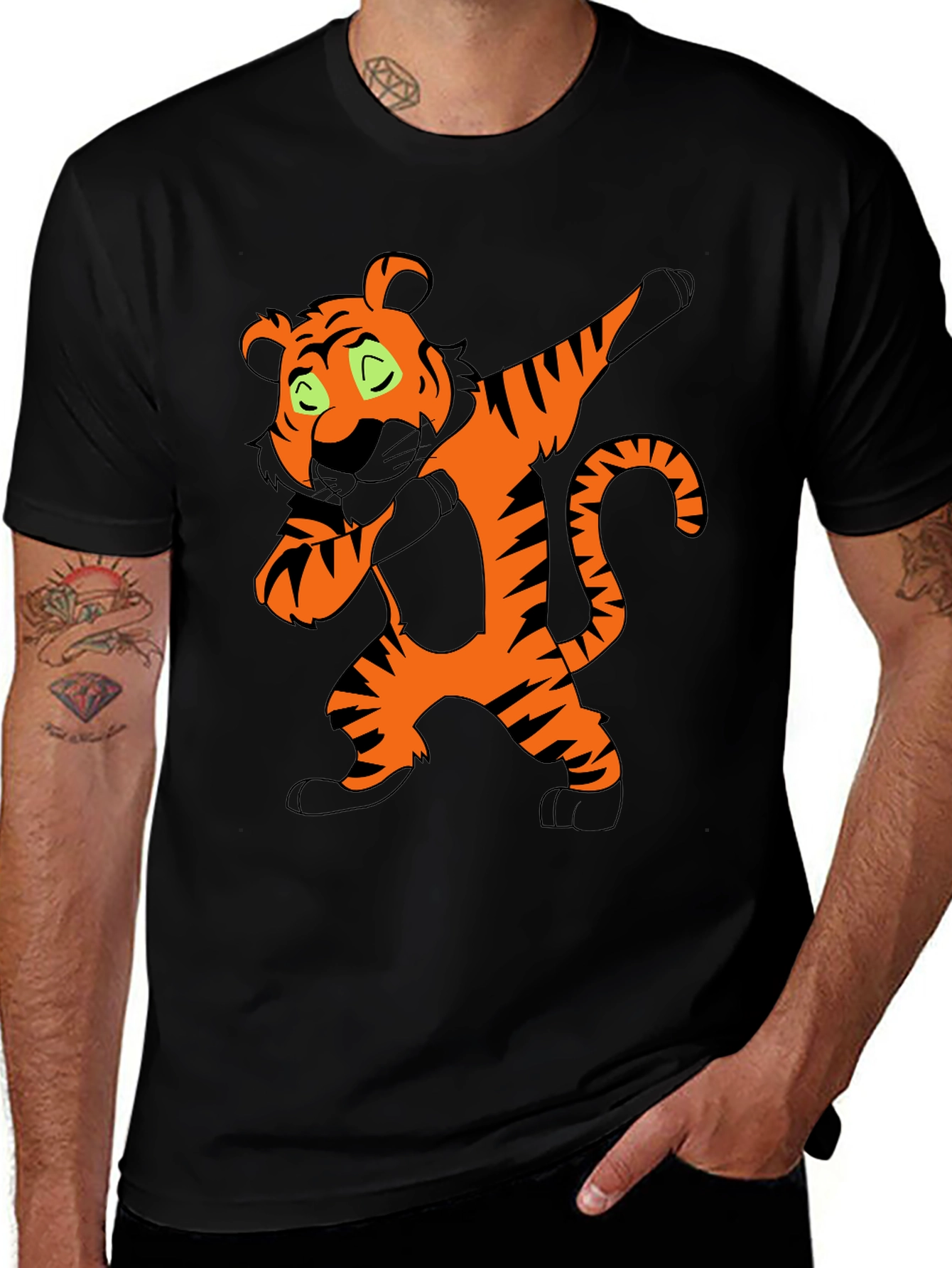 Variant 6 of Dabbing Tiger Graphic Tee - Black
