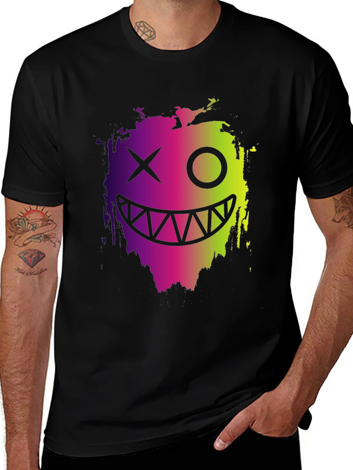 Variant 3 of Cool Monster Face Graphic Black T-Shirt