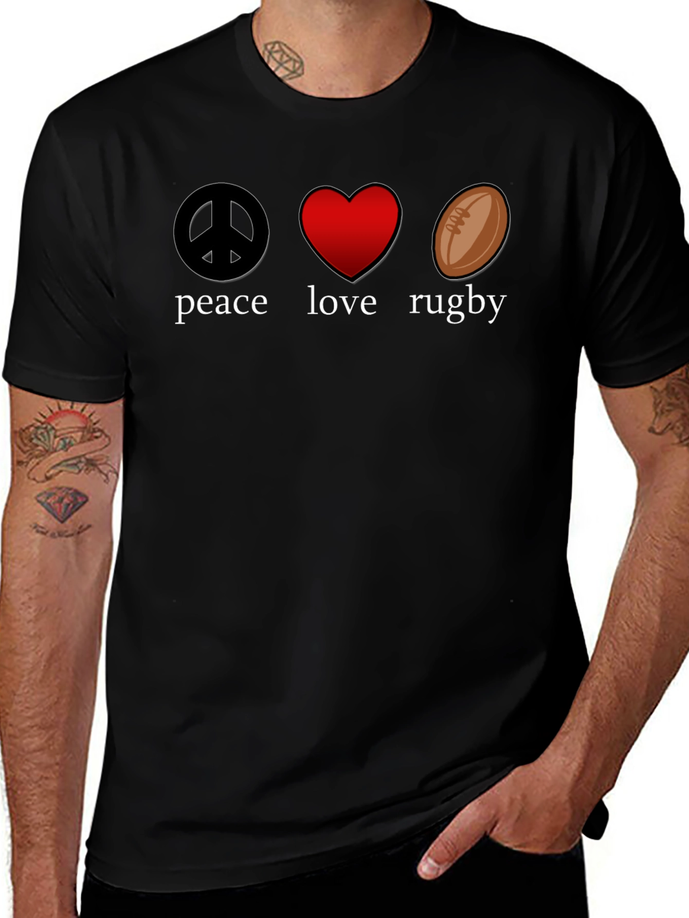 Variant 8 of Peace Love Rugby Graphic Tee - Soft Cotton T-Shirt
