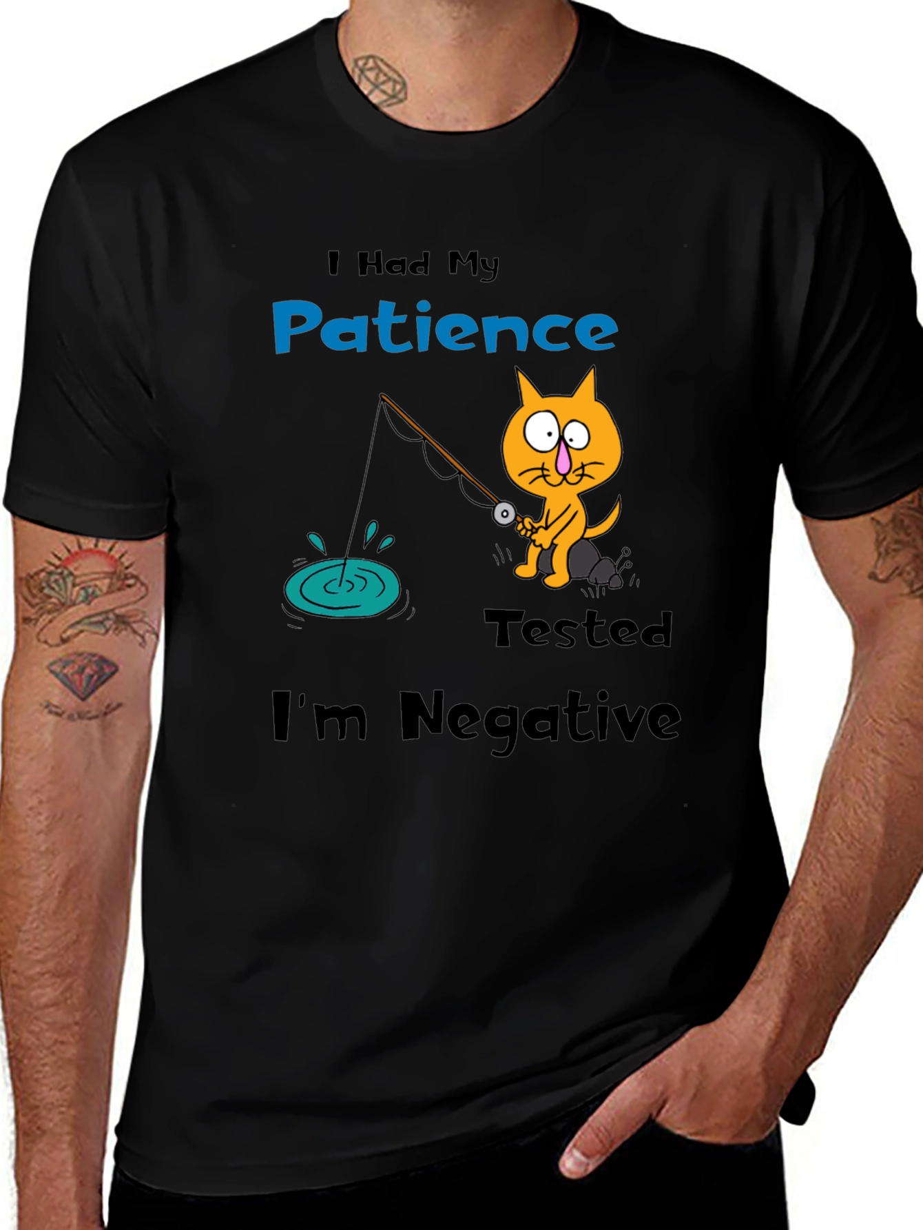 Variant 20 of Funny Cat Fishing Patience Tested T-Shirt