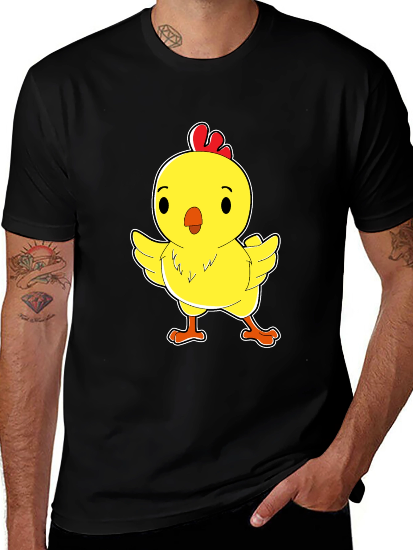 Cute Chick Graphic Tee - Soft Black Cotton Shirt