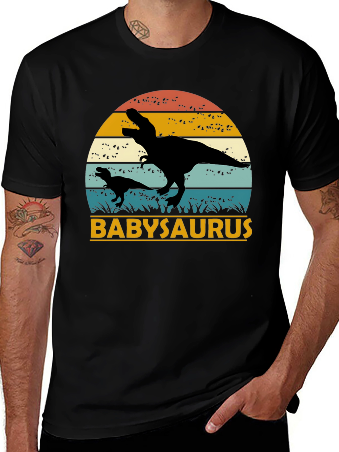 Variant 9 of Babysaurus Rex T-Shirt - Black Dinosaur Tee