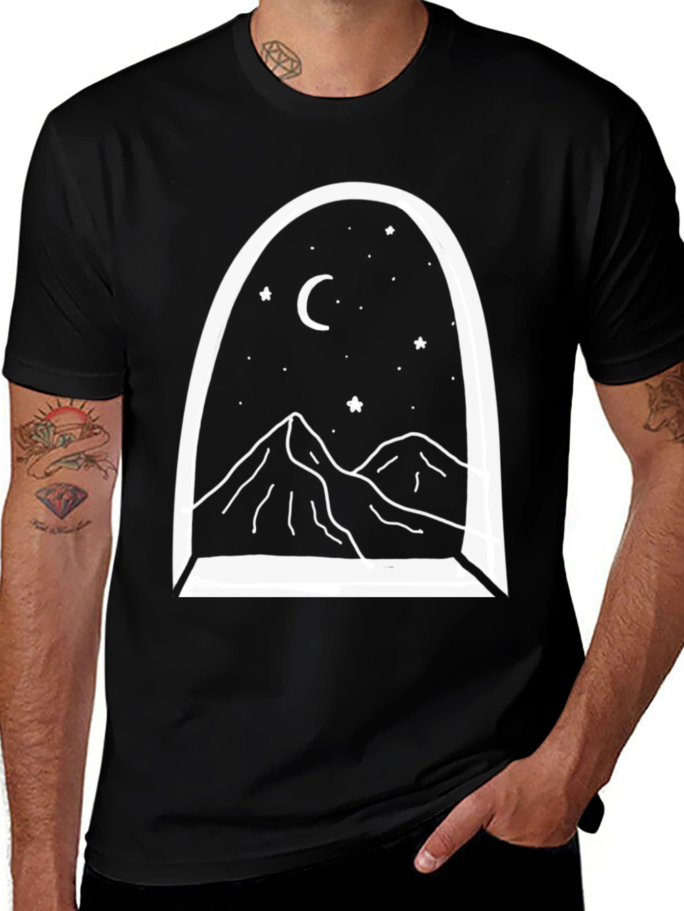 Variant 26 of Mountain Moon Graphic Tee - Men's Black T-Shirt