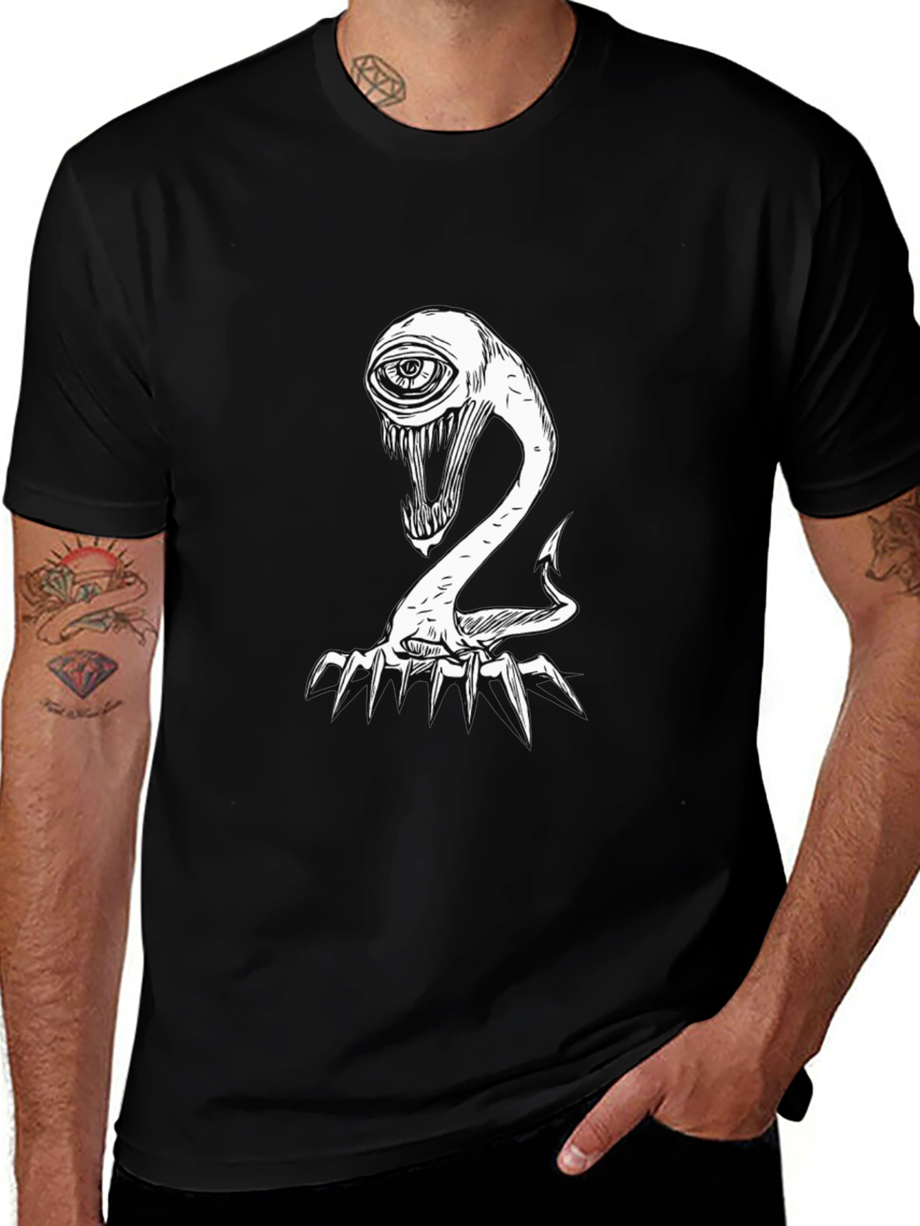 Variant 8 of Creepy Creature Graphic Tee - Black