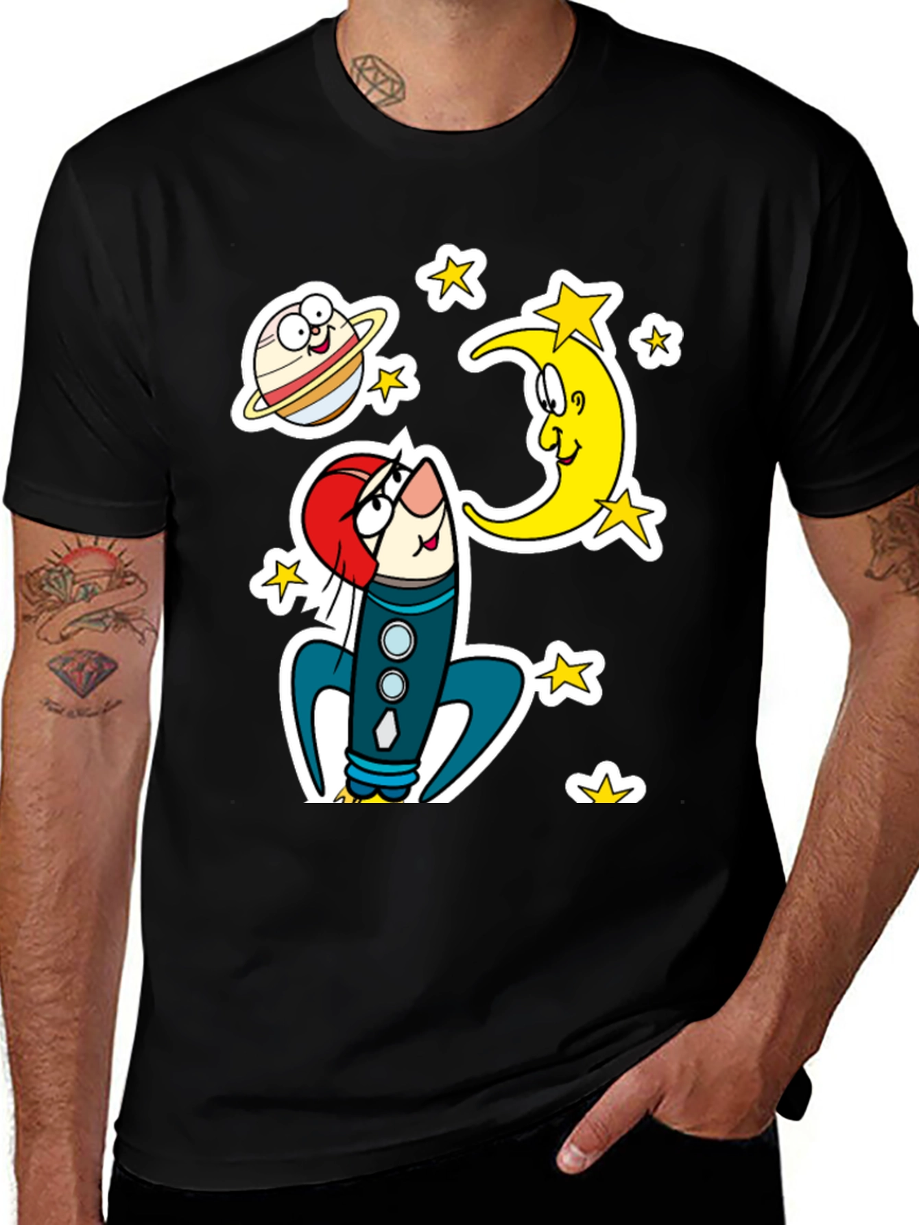 Variant 21 of Cartoon Space Rocket T-Shirt