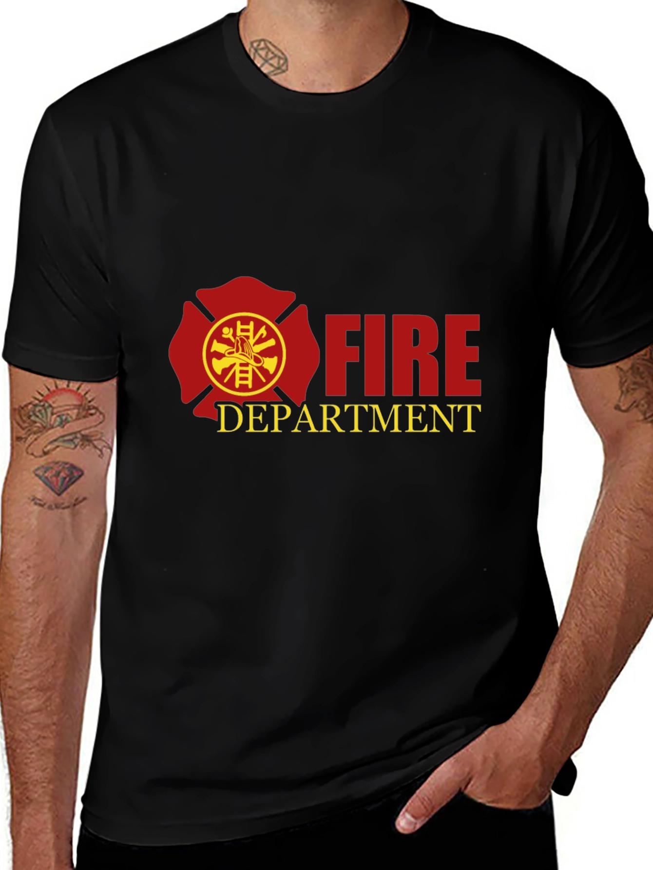 Variant 19 of Fire Department Graphic Tee - Black