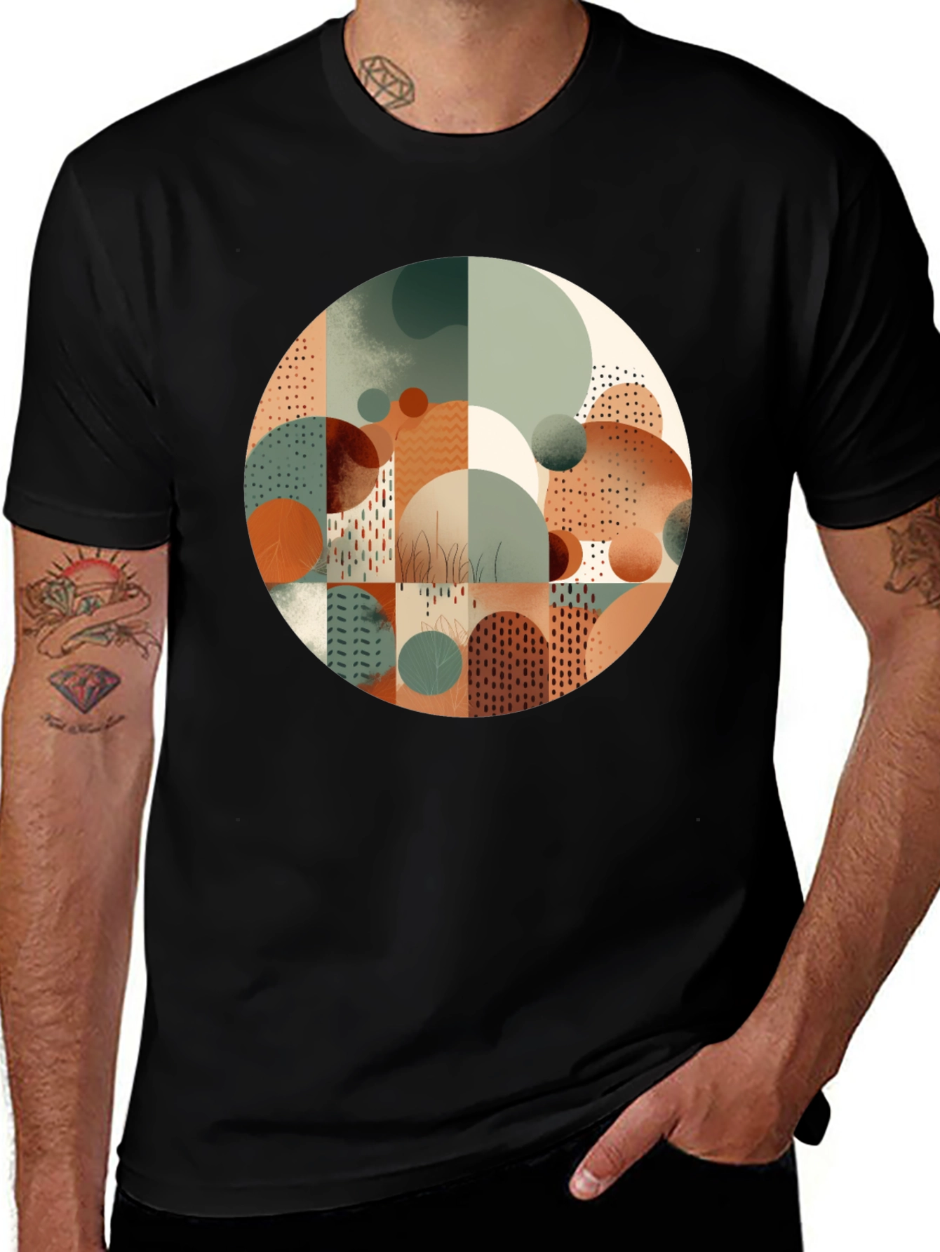 Abstract Geometric Circle Tee - Modern Art Shirt
