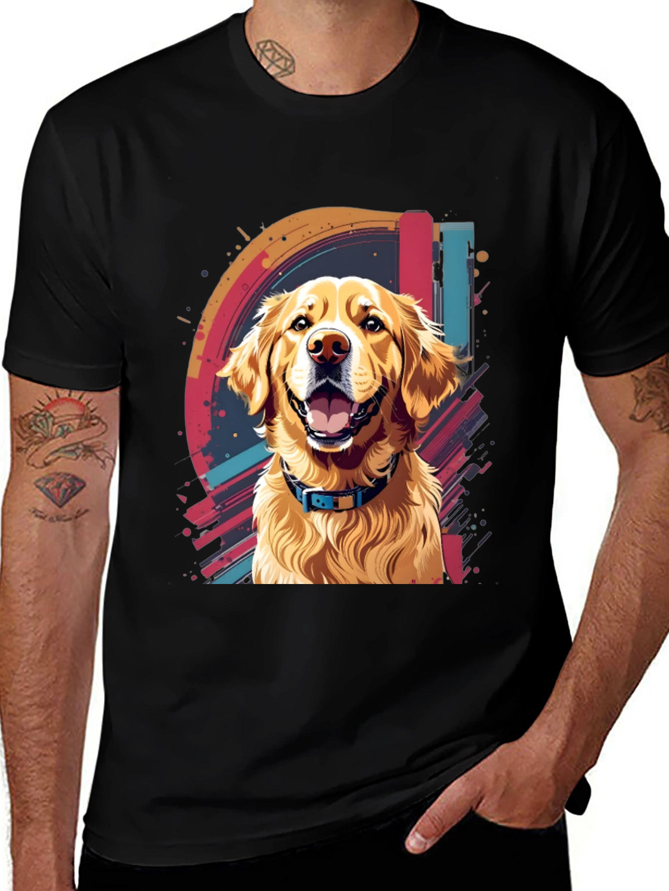 Dog Graphic Tee - Golden Retriever Art