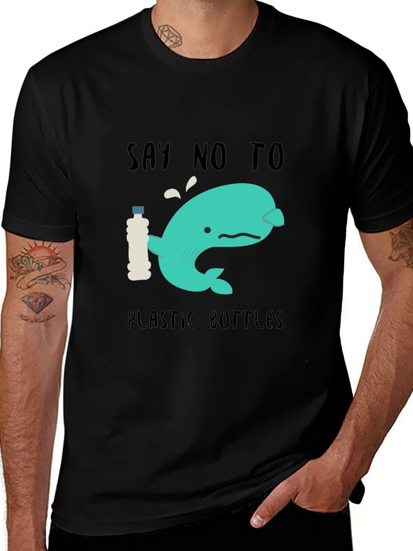 Say No to Plastic Bottles Whale Graphic Tee