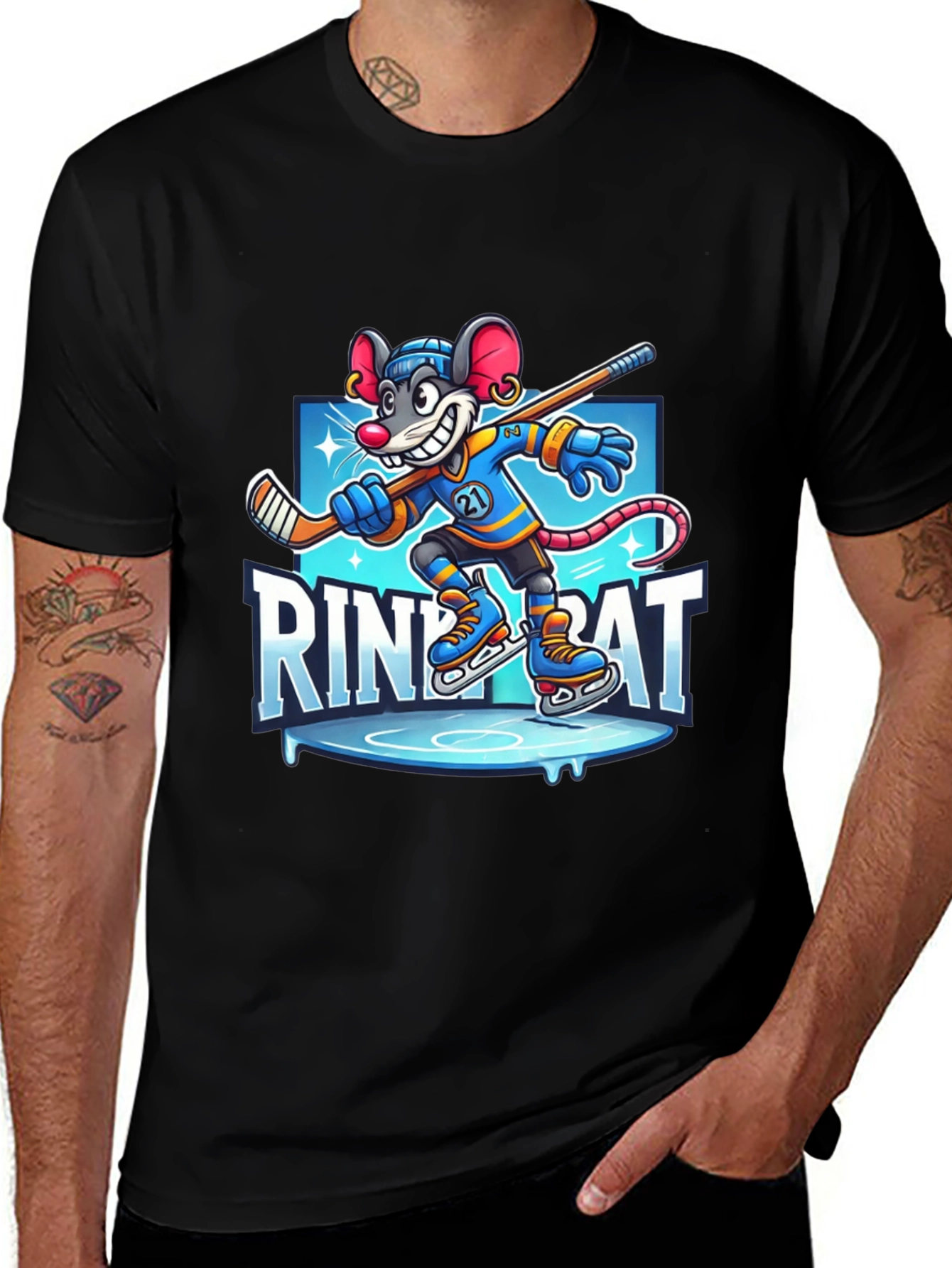Black Rink Rat Hockey T-Shirt main image