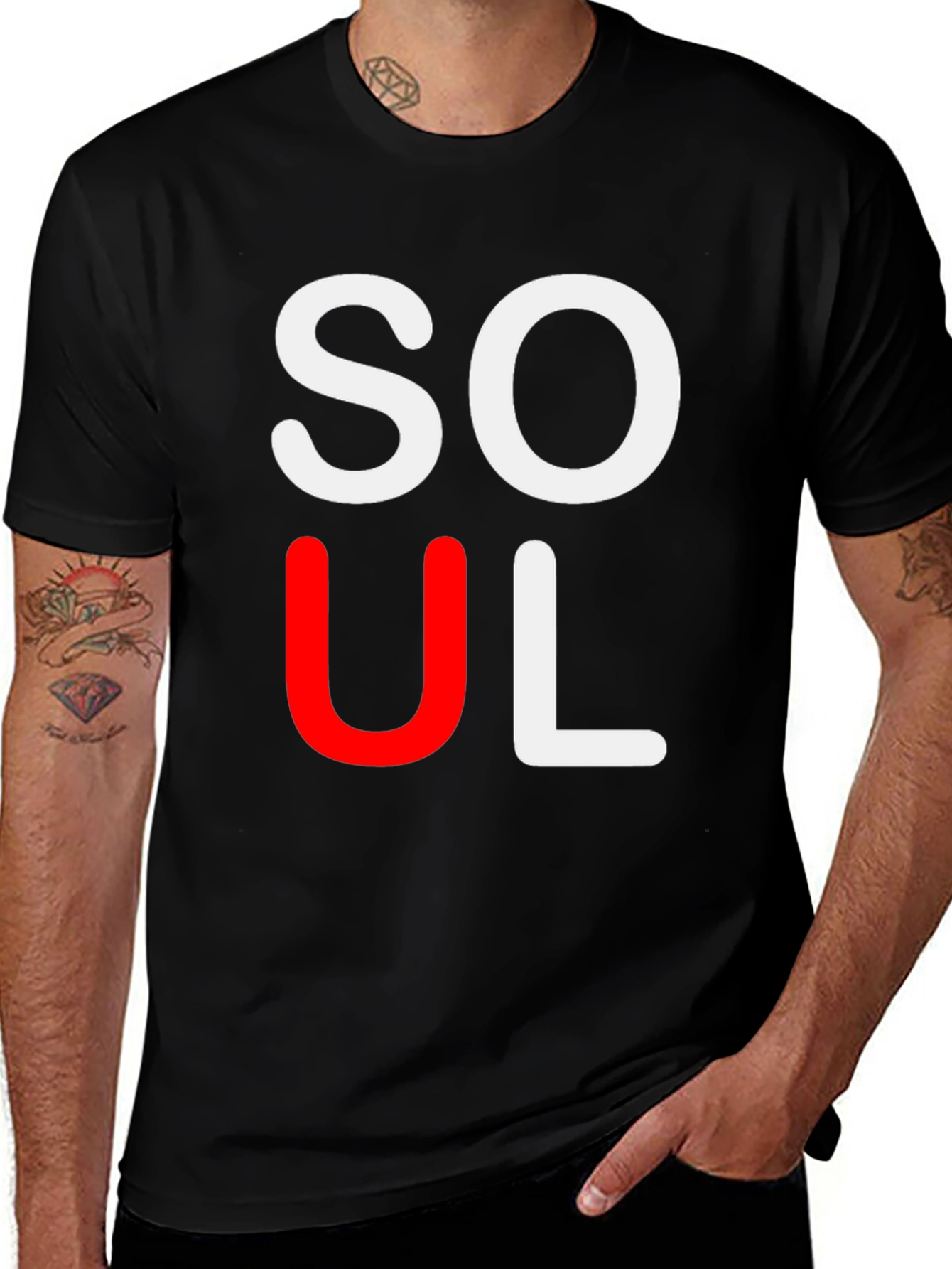 Variant 18 of Stylish "SOUL" Graphic Tee - Black