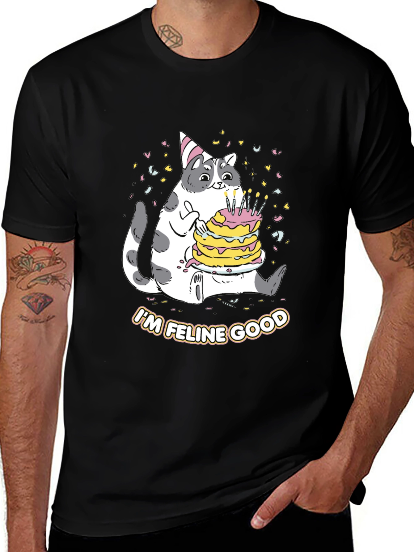 Variant 3 of I'm Feline Good Black T-Shirt