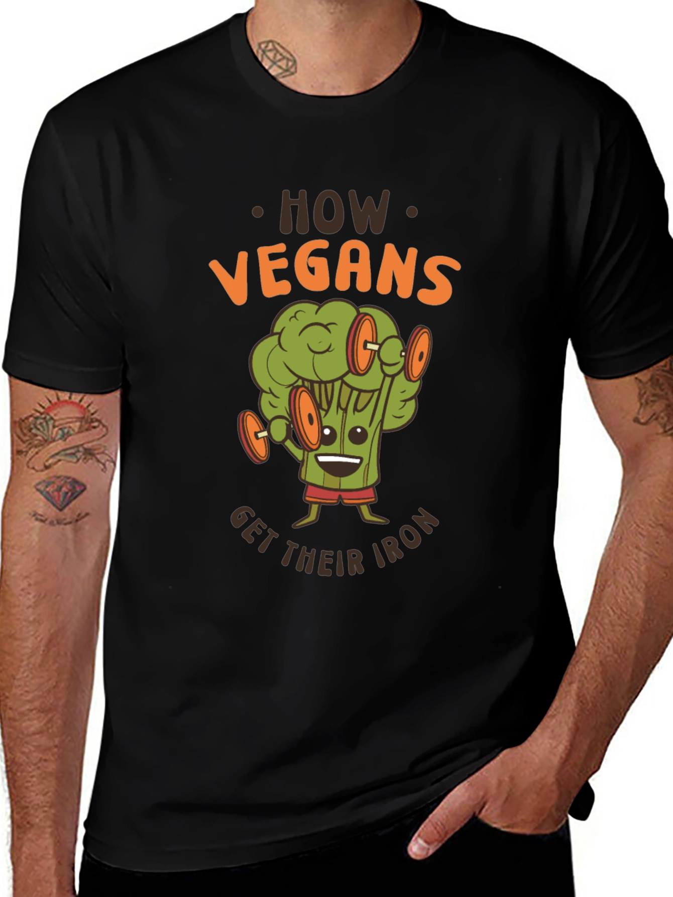 Variant 13 of Vegan Iron T-Shirt - Broccoli Workout Graphic Tee