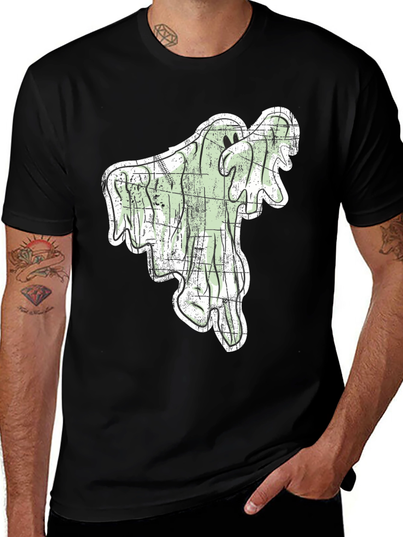 Variant 19 of Spooky Season Ghost Graphic Tee - Black