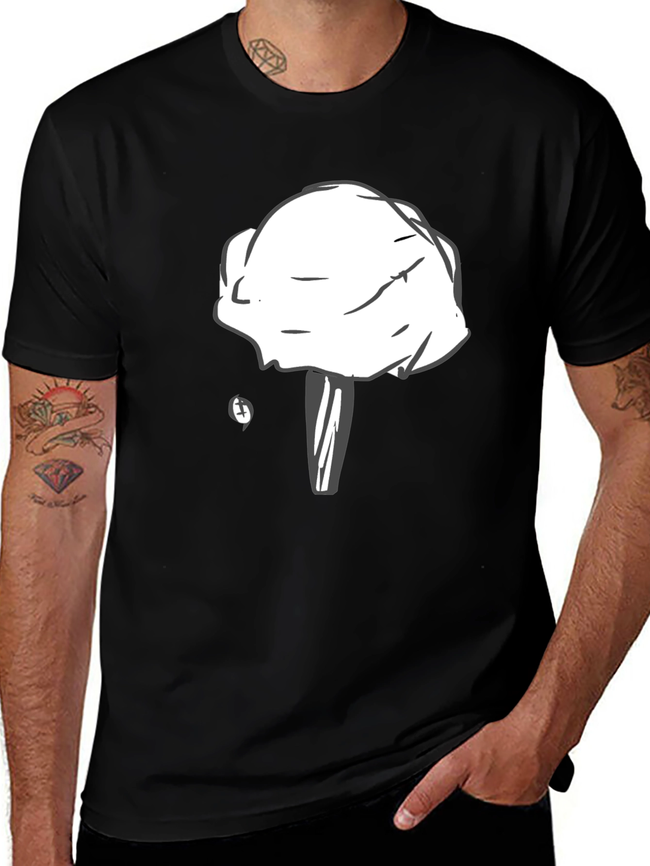 Variant 13 of Black T-Shirt with Abstract Mushroom Print