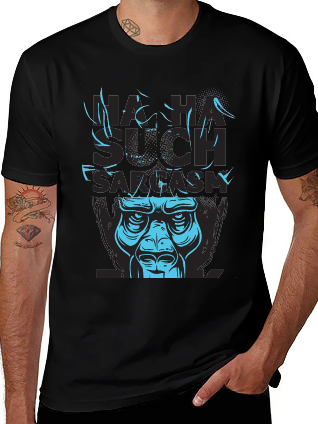 Variant 28 of Sarcastic Gorilla Graphic Tee - Men's Black T-Shirt