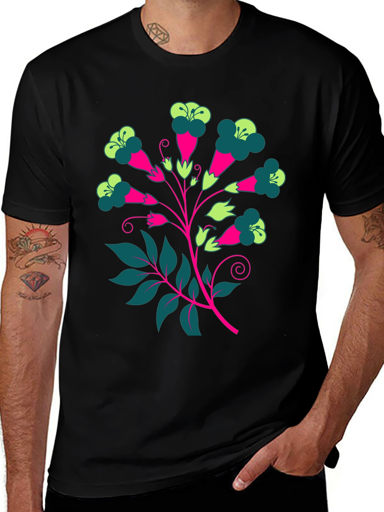 Variant 11 of Floral Print Tee - Modern Graphic T-Shirt