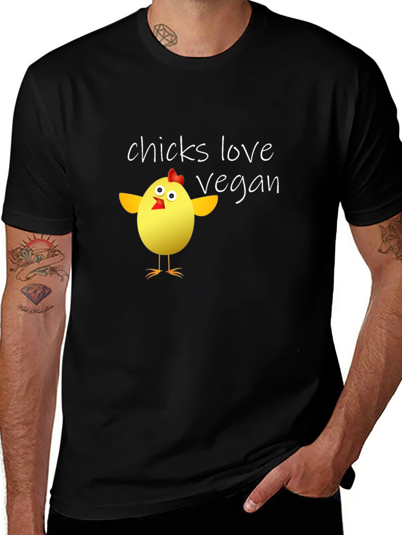 Variant 11 of Vegan Chicken T-Shirt - Chicks Love Vegan