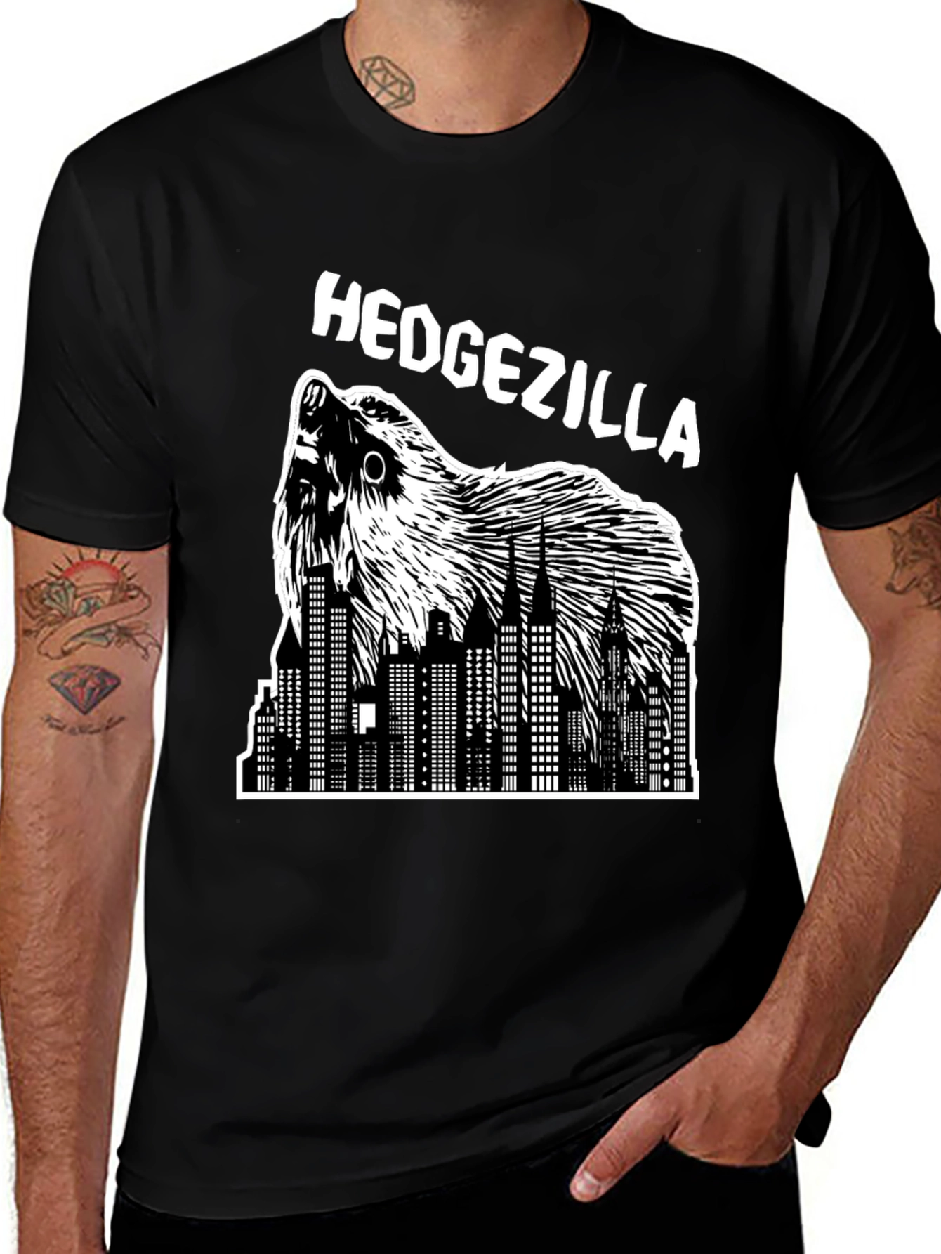 Variant 26 of Hedgezilla Black Graphic T-Shirt