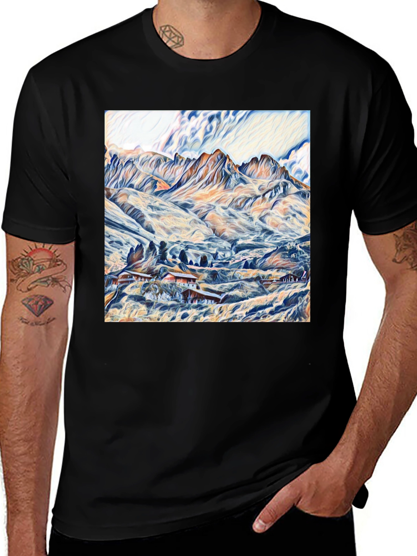 Variant 18 of Mountain Vista Graphic Tee - Artistic Design