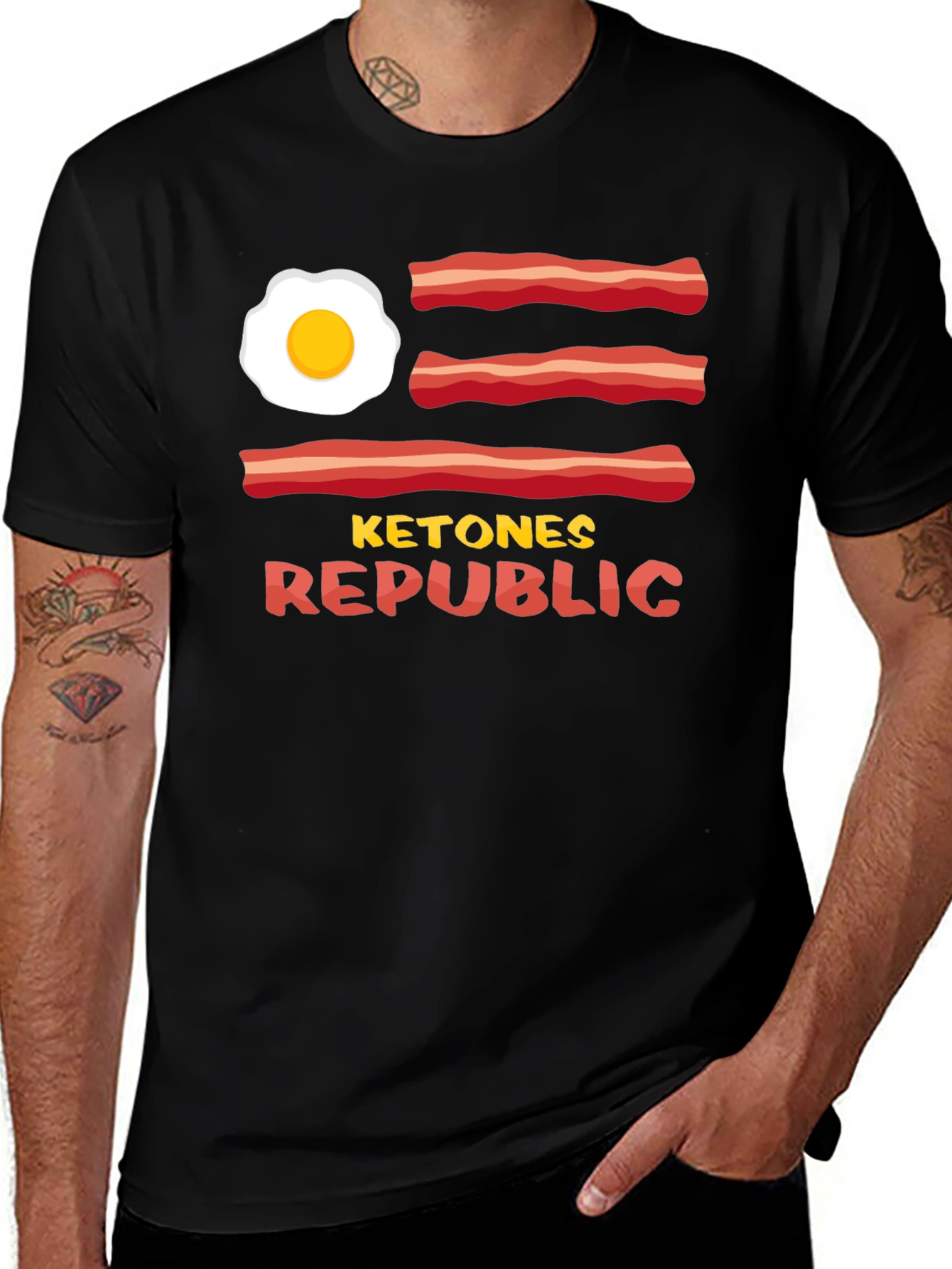 Variant 17 of Ketones Republic T-Shirt - Egg & Bacon Flag Design